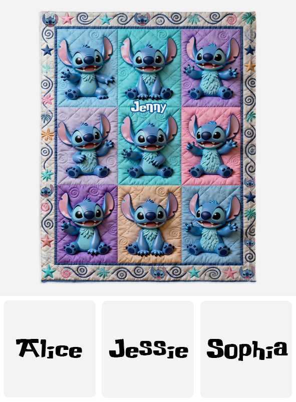 Personalized Ohana Blanket with Custom Name & Stitch Design Blanket GradoCreations