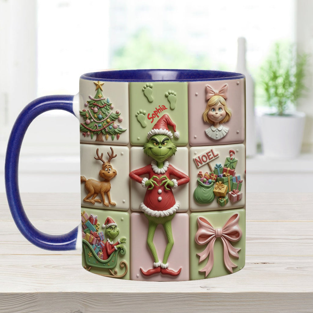 Personalized Christmas Accent Mug with Grinch Design for Kids Accent Mug GradoCreations