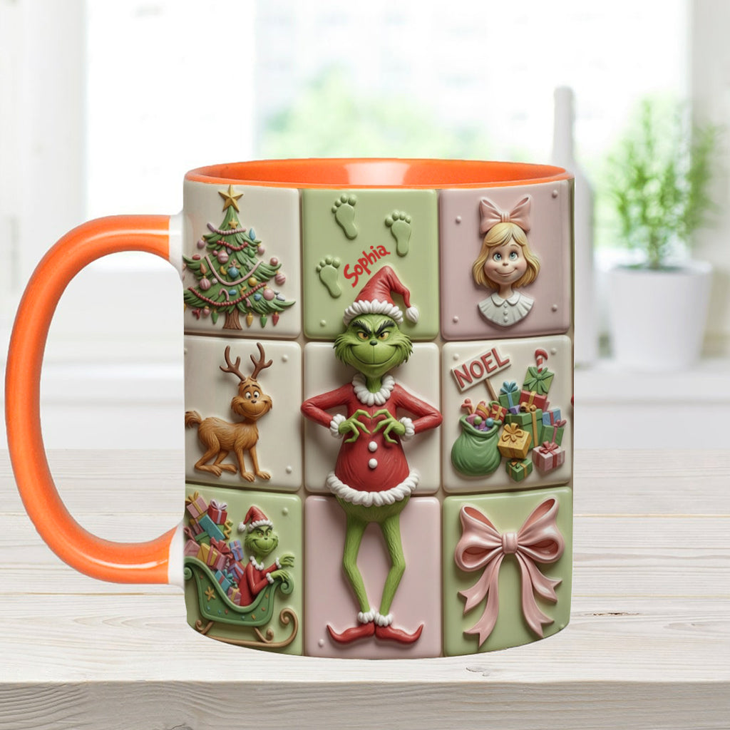 Personalized Christmas Accent Mug with Grinch Design for Kids Accent Mug GradoCreations