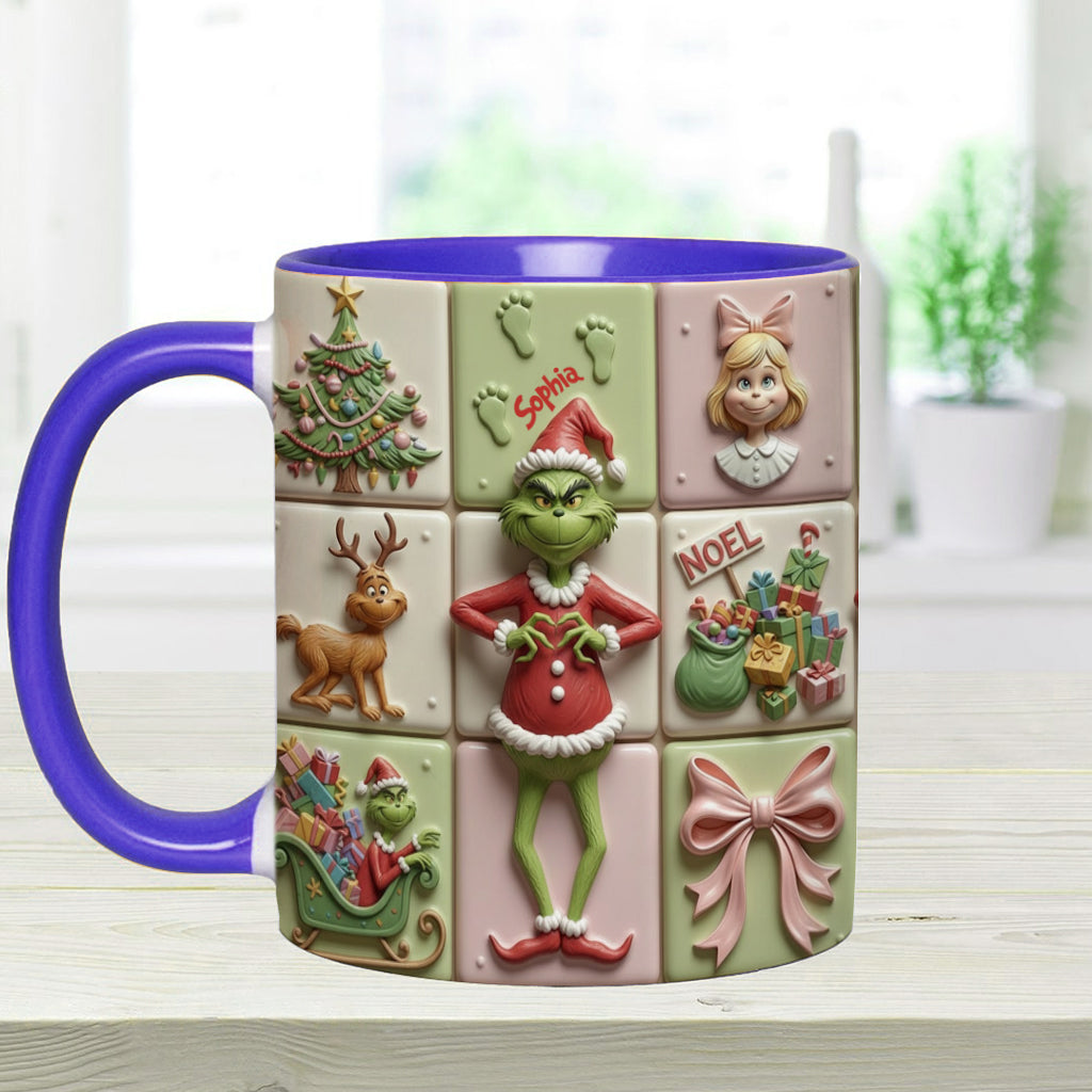 Personalized Christmas Accent Mug with Grinch Design for Kids Accent Mug GradoCreations