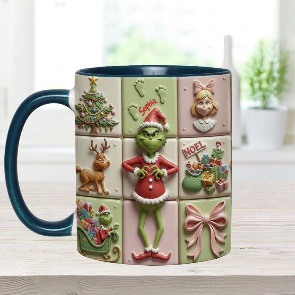 Personalized Christmas Accent Mug with Grinch Design for Kids Accent Mug GradoCreations