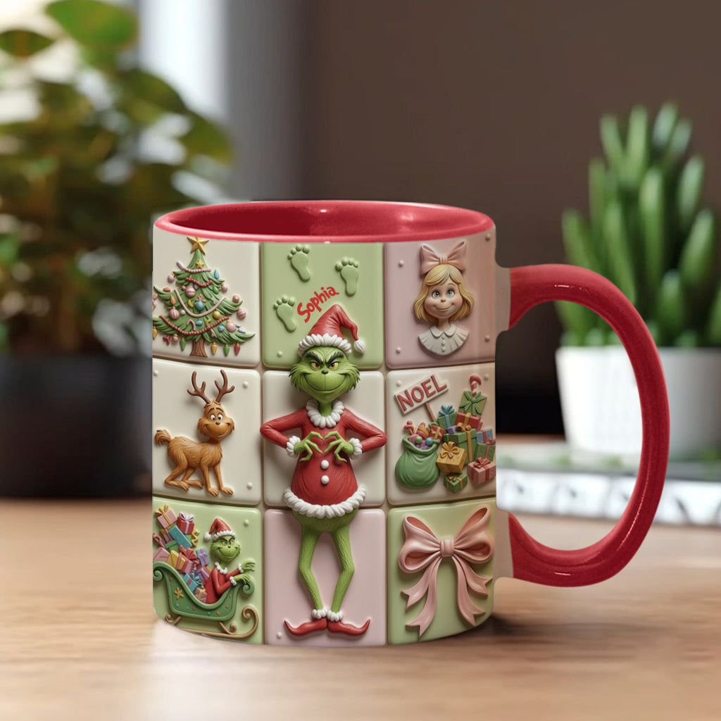 Personalized Christmas Accent Mug with Grinch Design for Kids Accent Mug GradoCreations