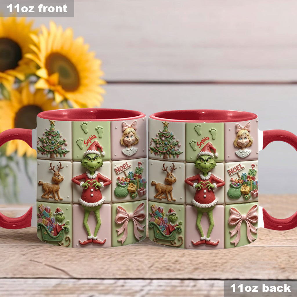 Personalized Christmas Accent Mug with Grinch Design for Kids Accent Mug GradoCreations