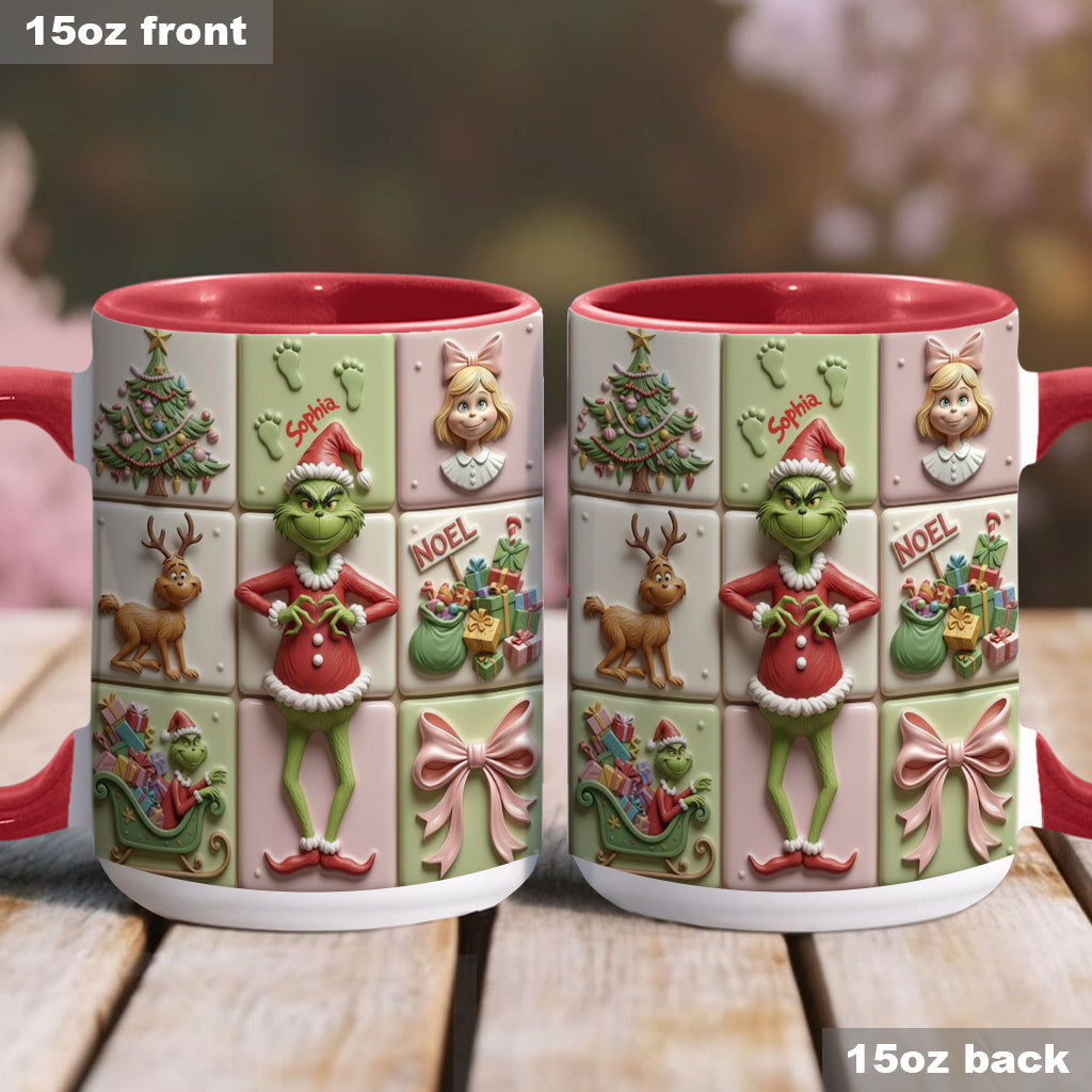 Personalized Christmas Accent Mug with Grinch Design for Kids Accent Mug GradoCreations