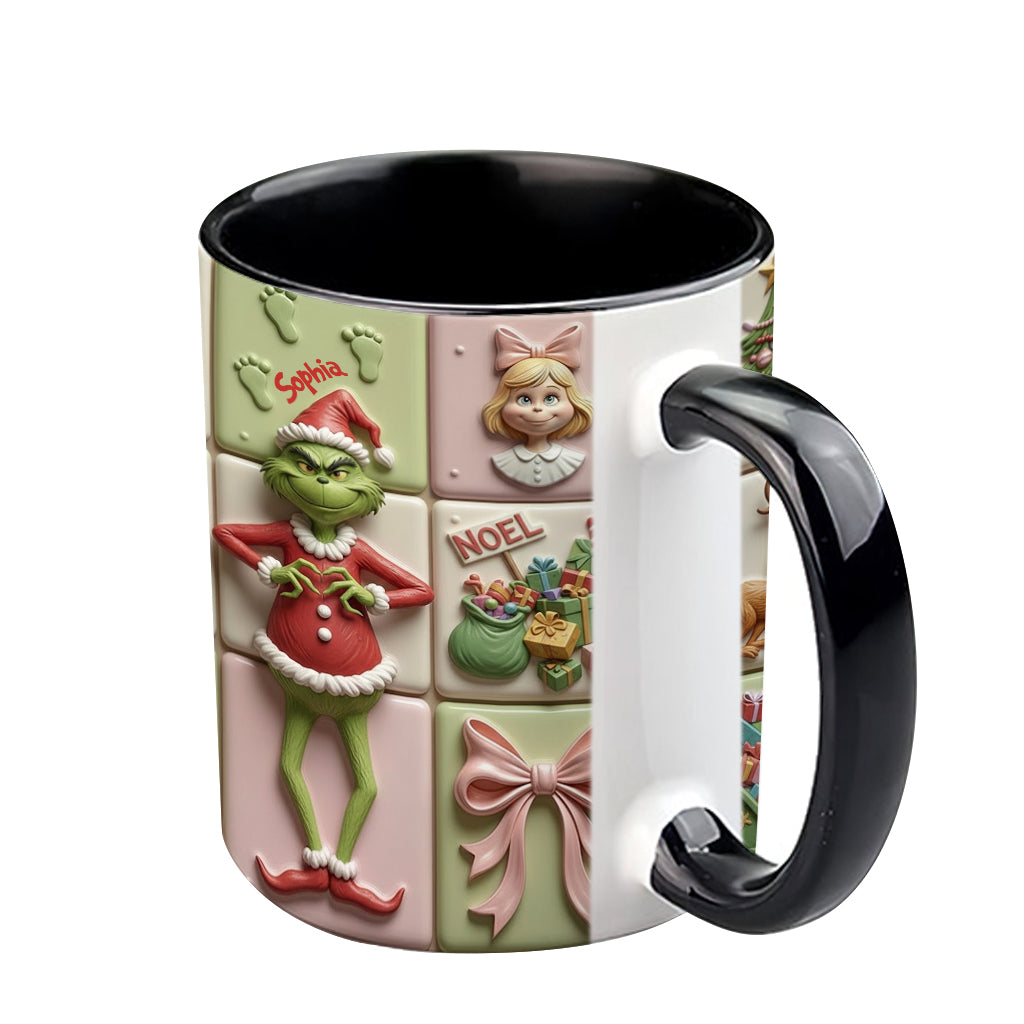 Personalized Christmas Accent Mug with Grinch Design for Kids Accent Mug GradoCreations