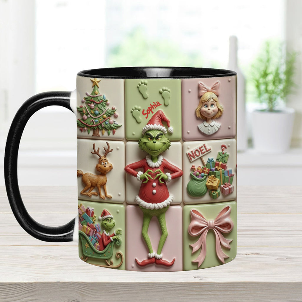 Personalized Christmas Accent Mug with Grinch Design for Kids Accent Mug GradoCreations