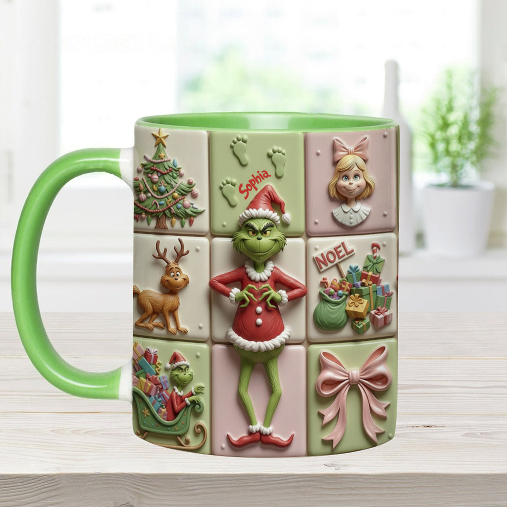 Personalized Christmas Accent Mug with Grinch Design for Kids Accent Mug GradoCreations