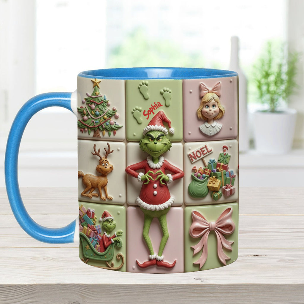 Personalized Christmas Accent Mug with Grinch Design for Kids Accent Mug GradoCreations