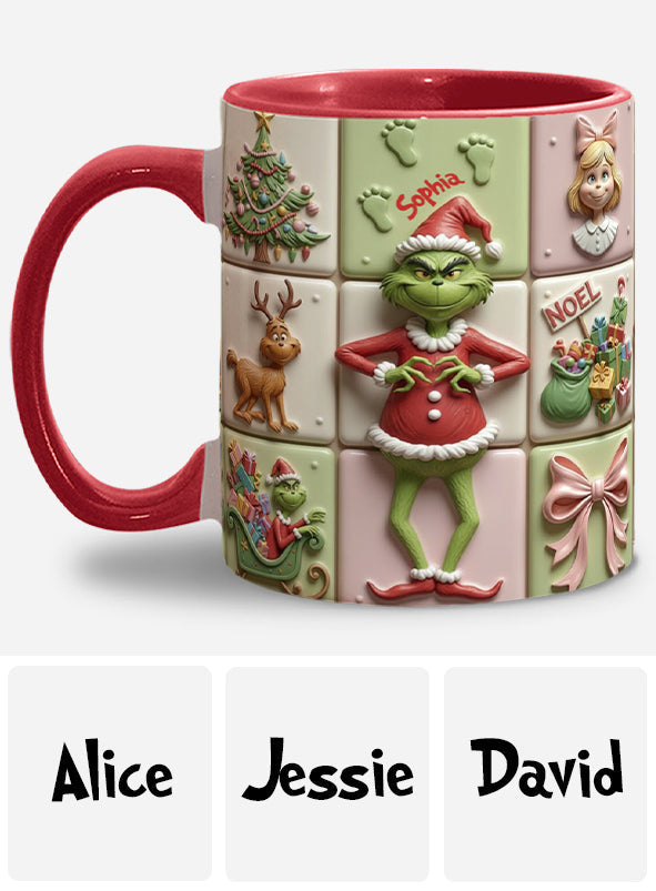 Personalized Christmas Accent Mug with Grinch Design for Kids Accent Mug GradoCreations