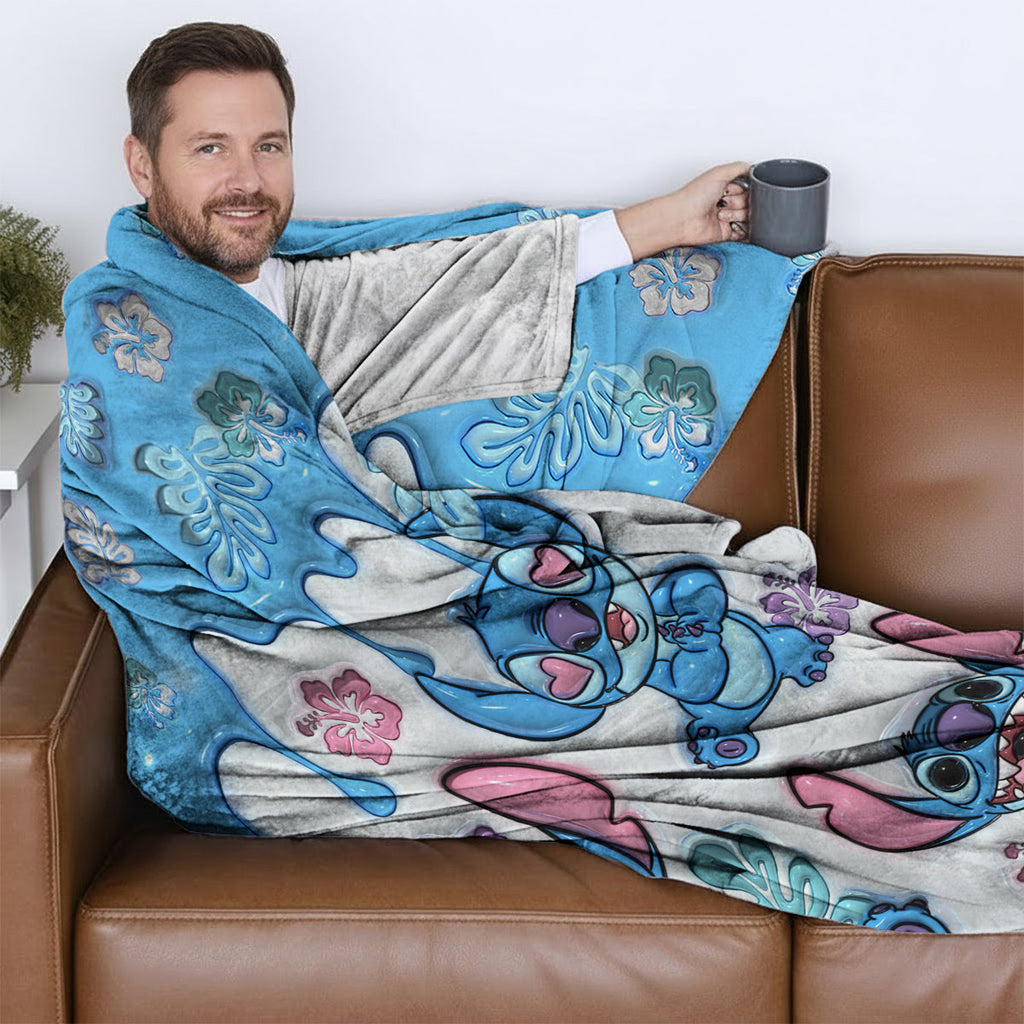 Personalized Wearable Blanket with Stitch Design for Adults and Kids Wearable Blanket GradoCreations