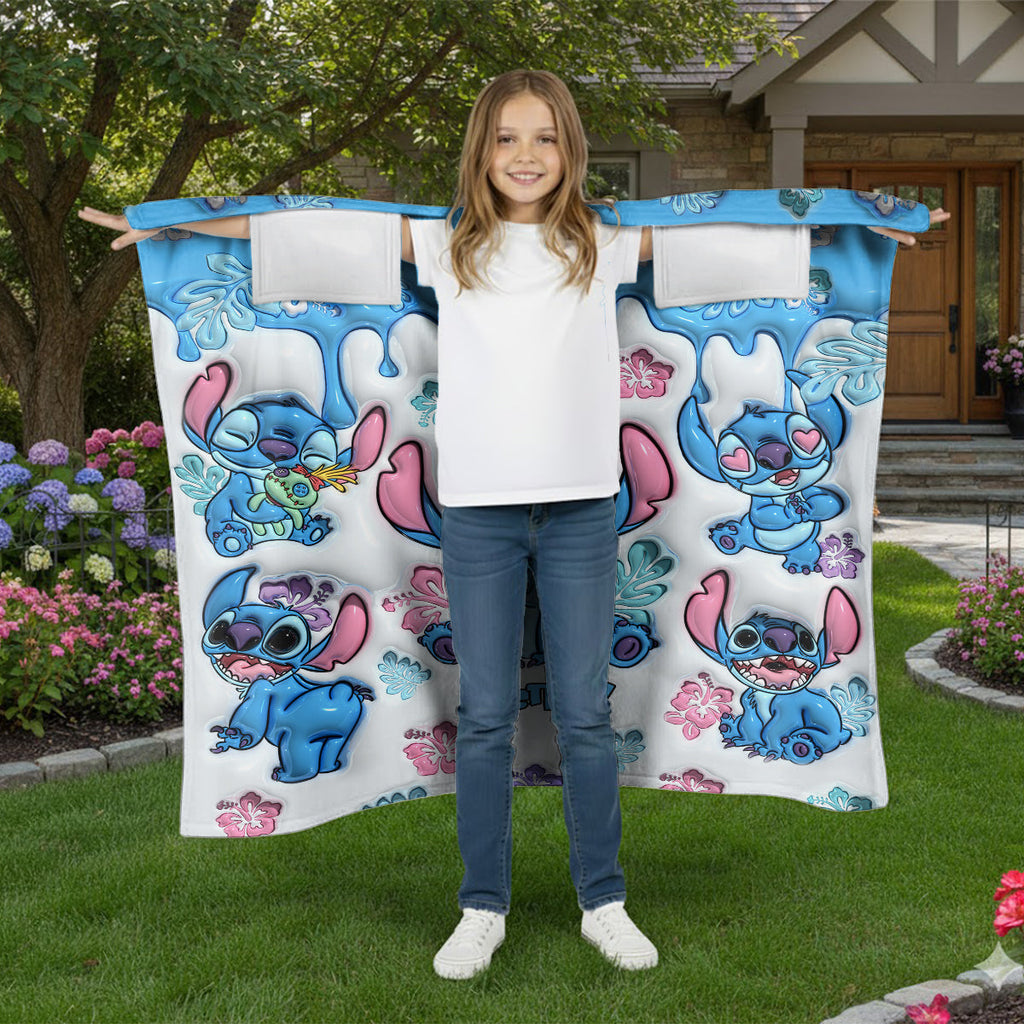 Personalized Wearable Blanket with Stitch Design for Adults and Kids Wearable Blanket GradoCreations