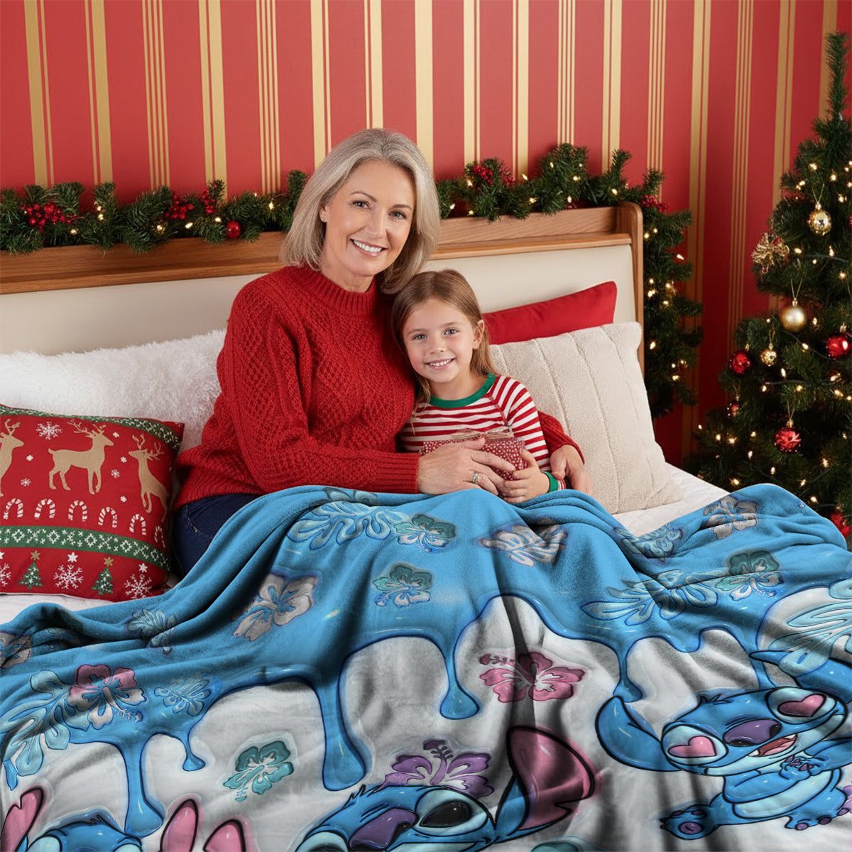 Personalized Wearable Blanket with Stitch Design for Adults and Kids Wearable Blanket GradoCreations