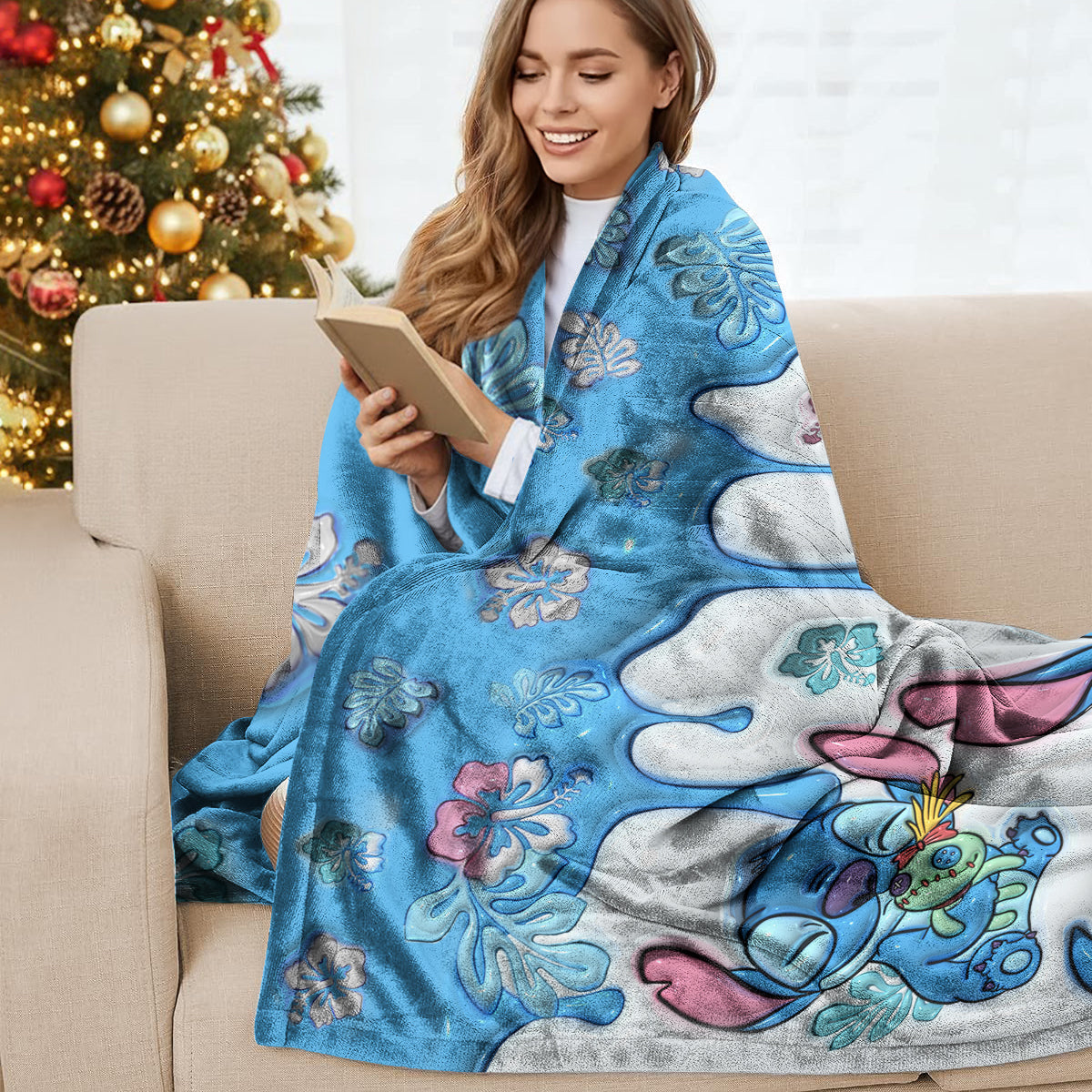Personalized Wearable Blanket with Stitch Design for Adults and Kids Wearable Blanket GradoCreations