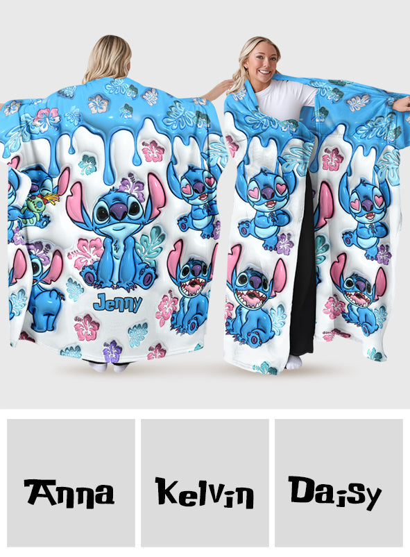 Personalized Wearable Blanket with Stitch Design for Adults and Kids Wearable Blanket GradoCreations
