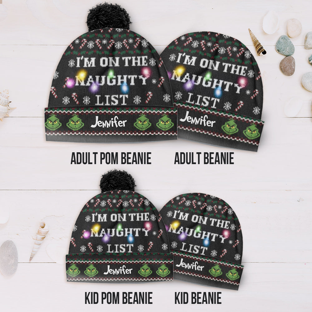 Personalized Naughty List Cartoon Mouse Beanie Hat for Christmas Gift Beanie Hat GradoCreations