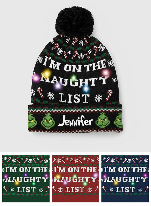 Personalized Naughty List Cartoon Mouse Beanie Hat for Christmas Gift Beanie Hat GradoCreations
