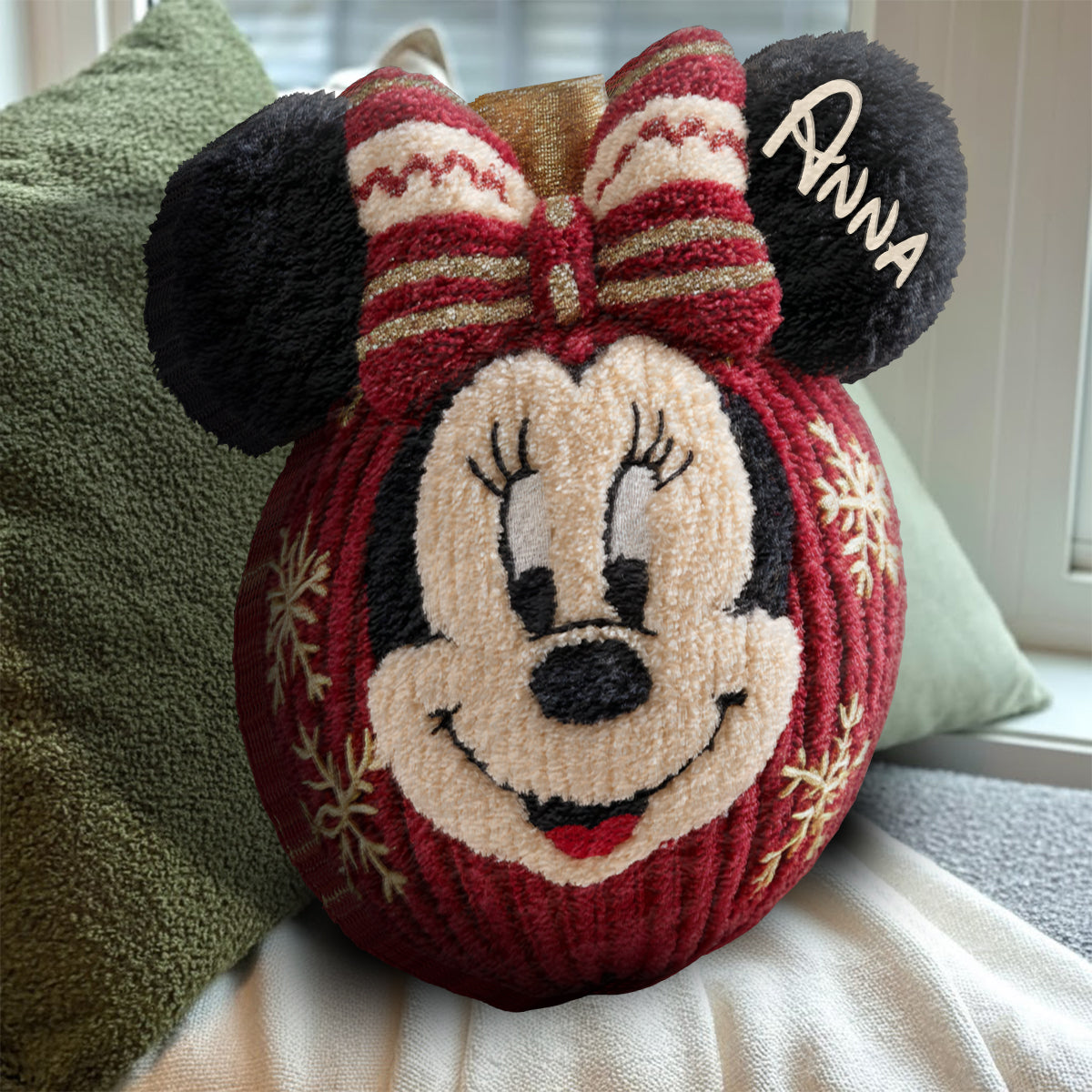 Personalized Faux Fur Shaped Pillow Custom Name Gift for Christmas Faux Fur Shaped Pillow GradoCreations