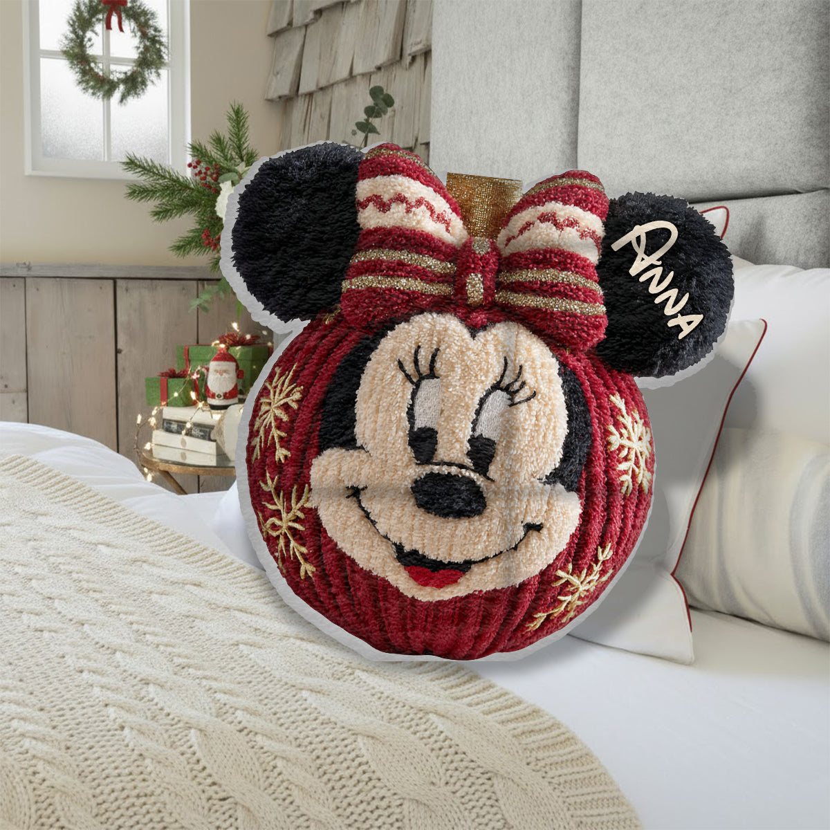 Personalized Faux Fur Shaped Pillow Custom Name Gift for Christmas Faux Fur Shaped Pillow GradoCreations