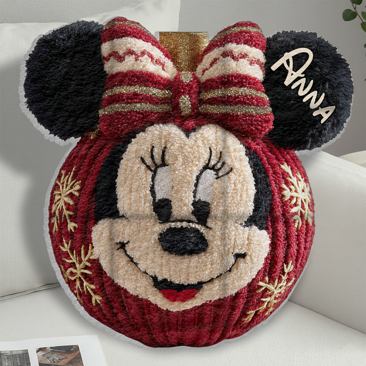 Personalized Faux Fur Shaped Pillow Custom Name Gift for Christmas Faux Fur Shaped Pillow GradoCreations