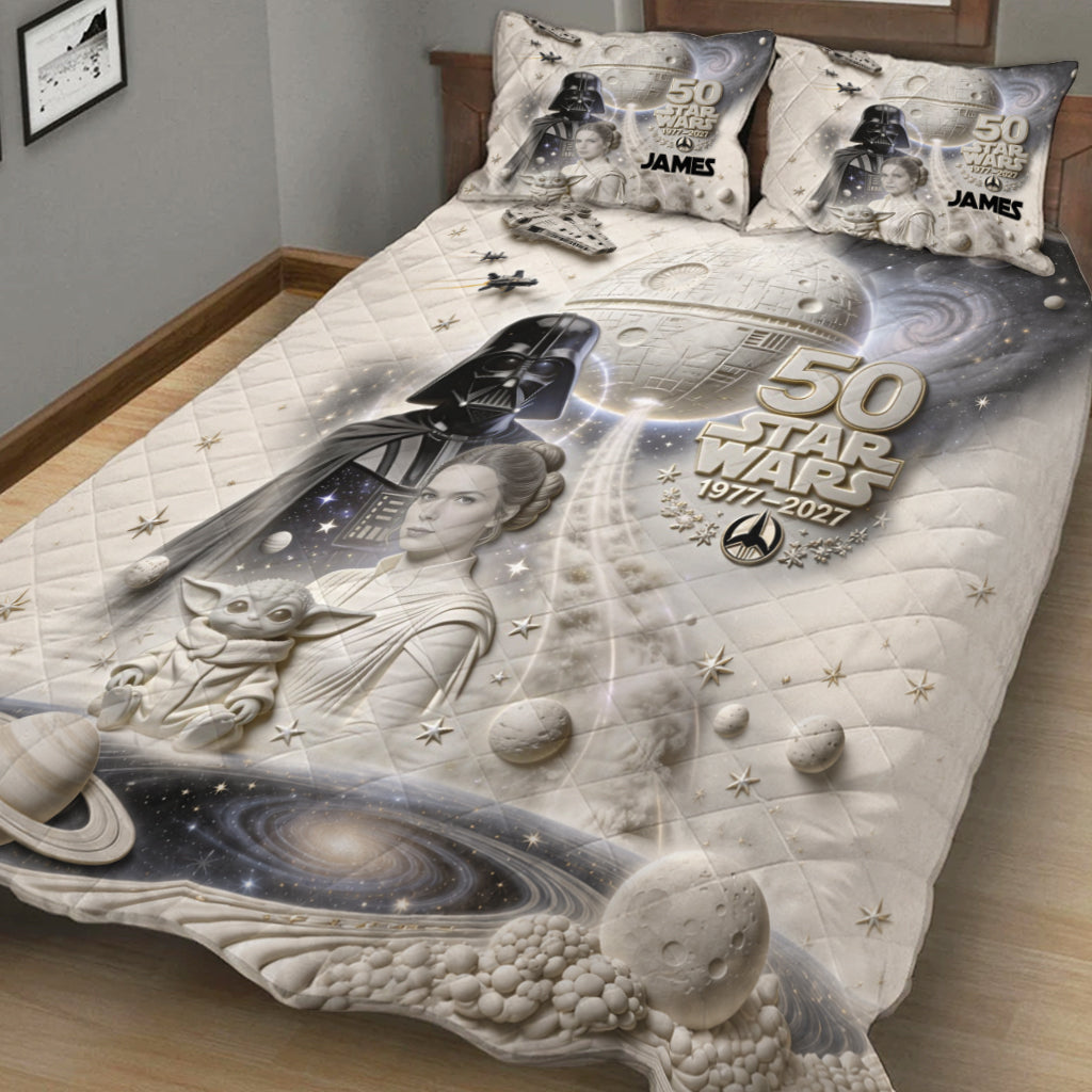 Personalized Star Wars 50th Anniversary Quilt Set with Names Quilt Set GradoCreations