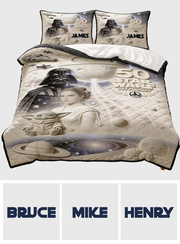 Personalized Star Wars 50th Anniversary Quilt Set with Names Quilt Set GradoCreations