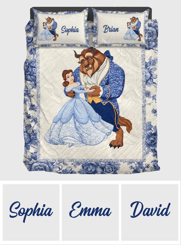 Personalized Couple Bedding Set with Princess and Beast Design Bedding Set GradoCreations