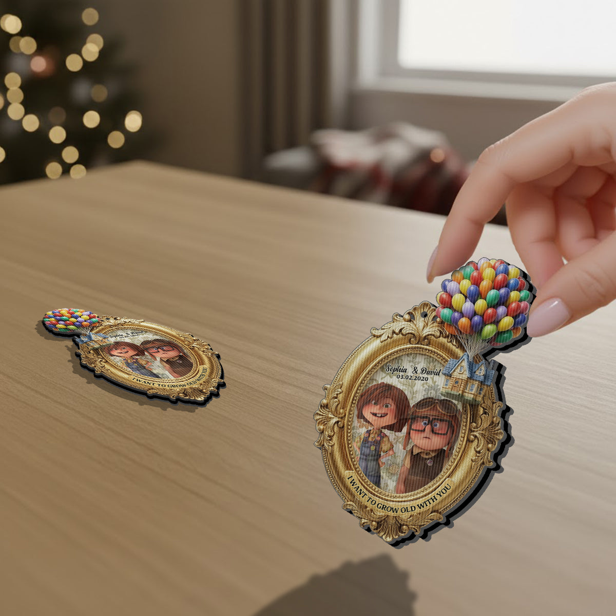 Personalized Lenticular Ornament for Couples with Custom Name - Unique Gift Idea Lenticular Ornament GradoCreations
