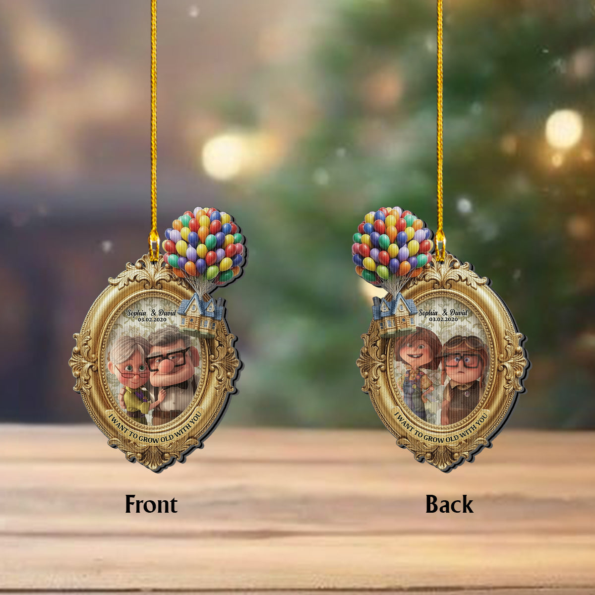 Personalized Lenticular Ornament for Couples with Custom Name - Unique Gift Idea Lenticular Ornament GradoCreations