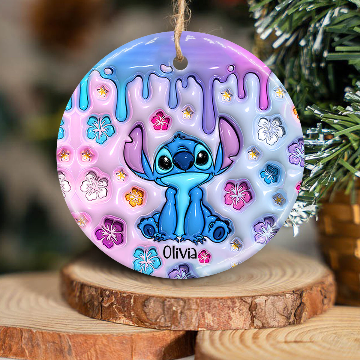 Personalized Ohana Ceramic Circle Ornament for Family Gift Ceramic Circle Ornament GradoCreations
