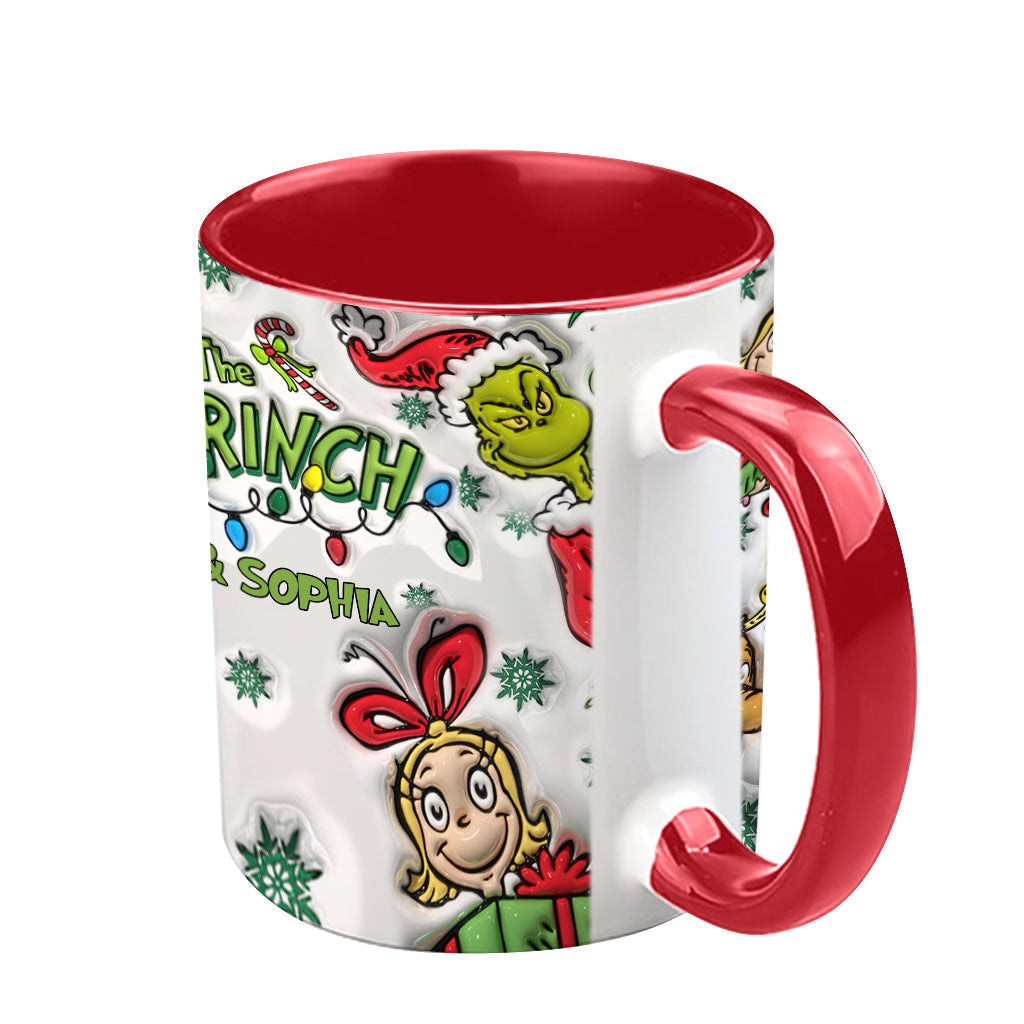 Personalized Accent Mug Custom Name Grinch Design Gift for Christmas Accent Mug GradoCreations