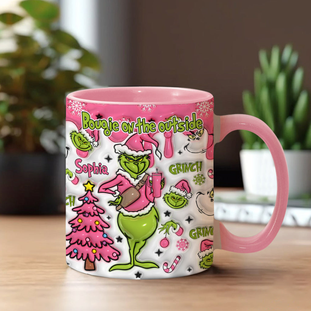 Personalized Grinch Accent Mug Custom Name Holiday Gift Accent Mug GradoCreations