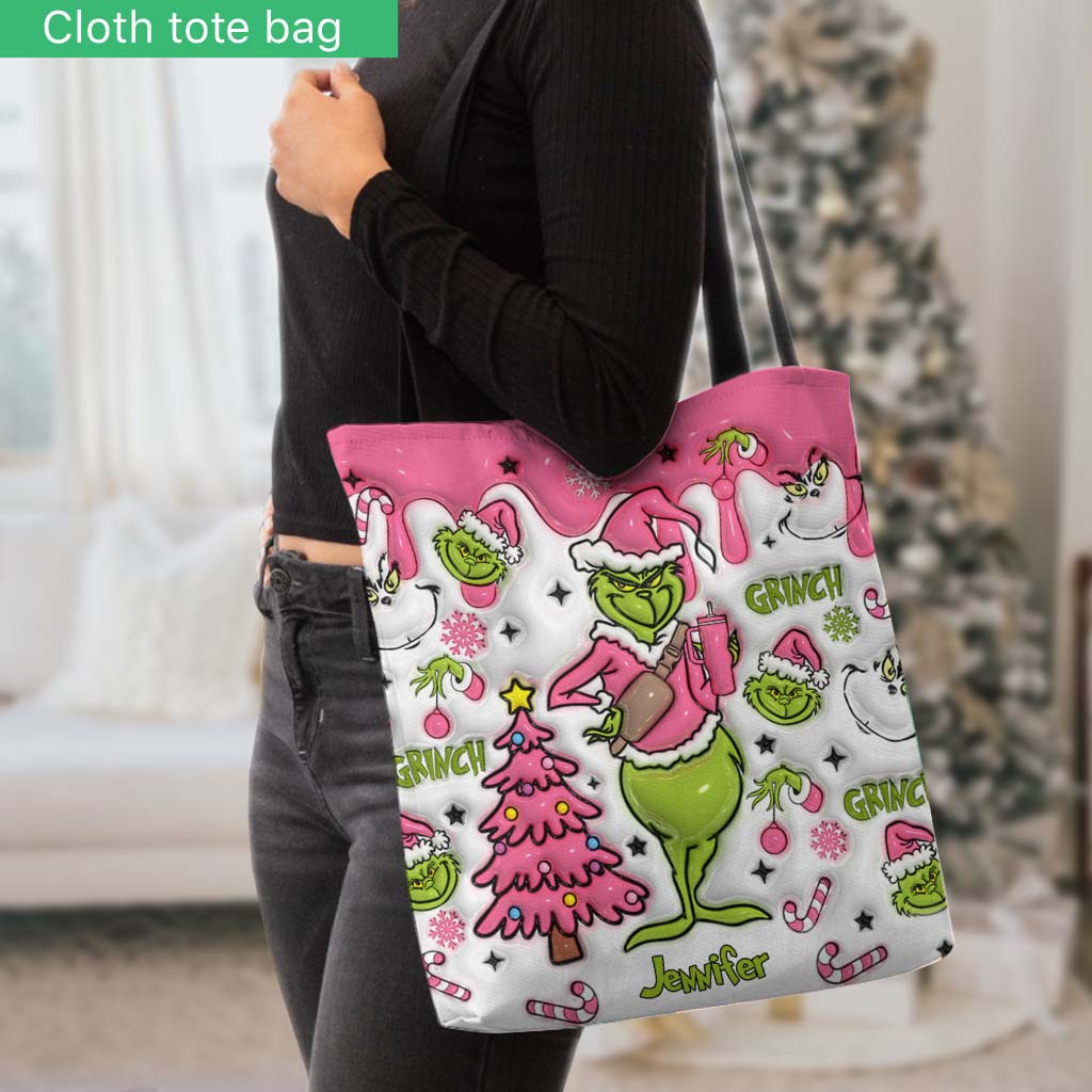 Personalized Grinch Tote Bag Custom Name Christmas Gift Tote Bag GradoCreations