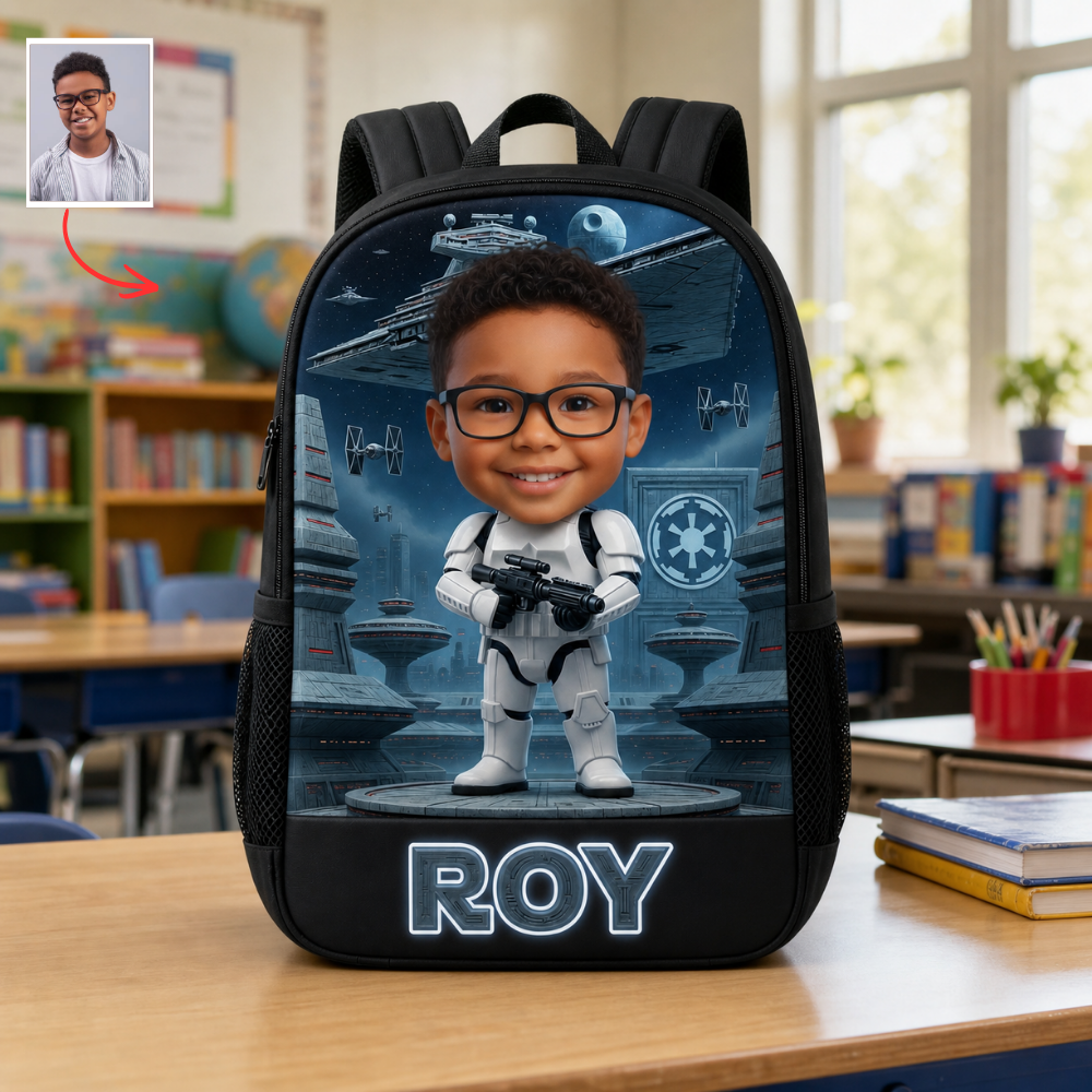 Custom Photo Galaxy Star Kids Personalized Backpack Set for School School Bag+ GradoCreations