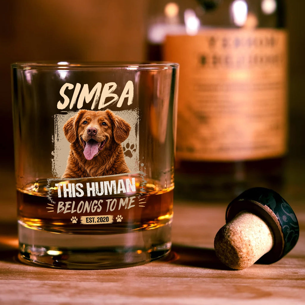 Personalized Dog Photo Whiskey Glass Custom Gift for Dad HN590 - Print Rock Glass GradoCreations