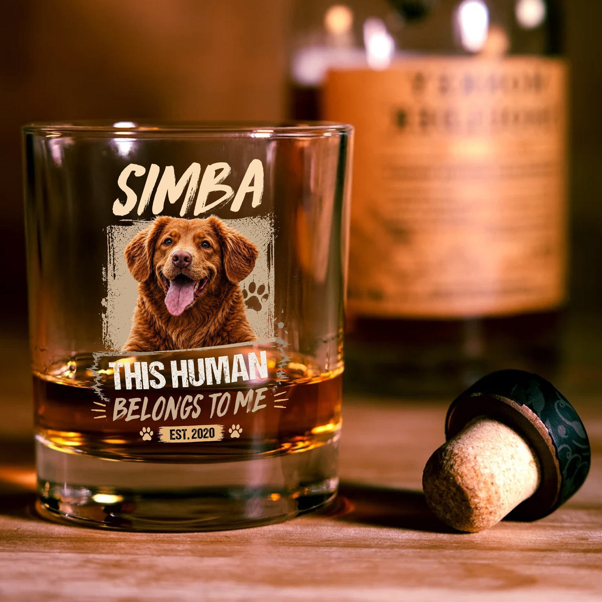 Personalized Dog Photo Whiskey Glass Custom Gift for Dad HN590 - Print Rock Glass GradoCreations