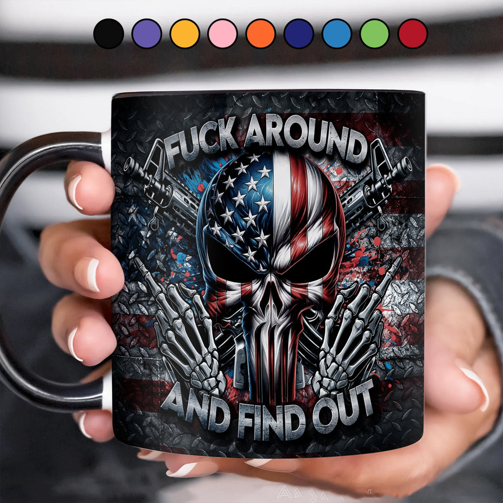 Personalized Ceramic Bold Patriotic Skull Accent Mug Gift GradoCreations