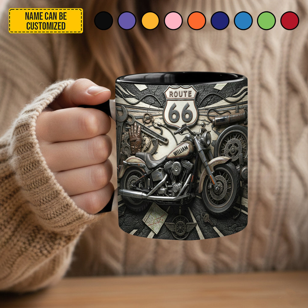 Personalized Biker Accent Mug Custom Name Route 66 Gift GradoCreations
