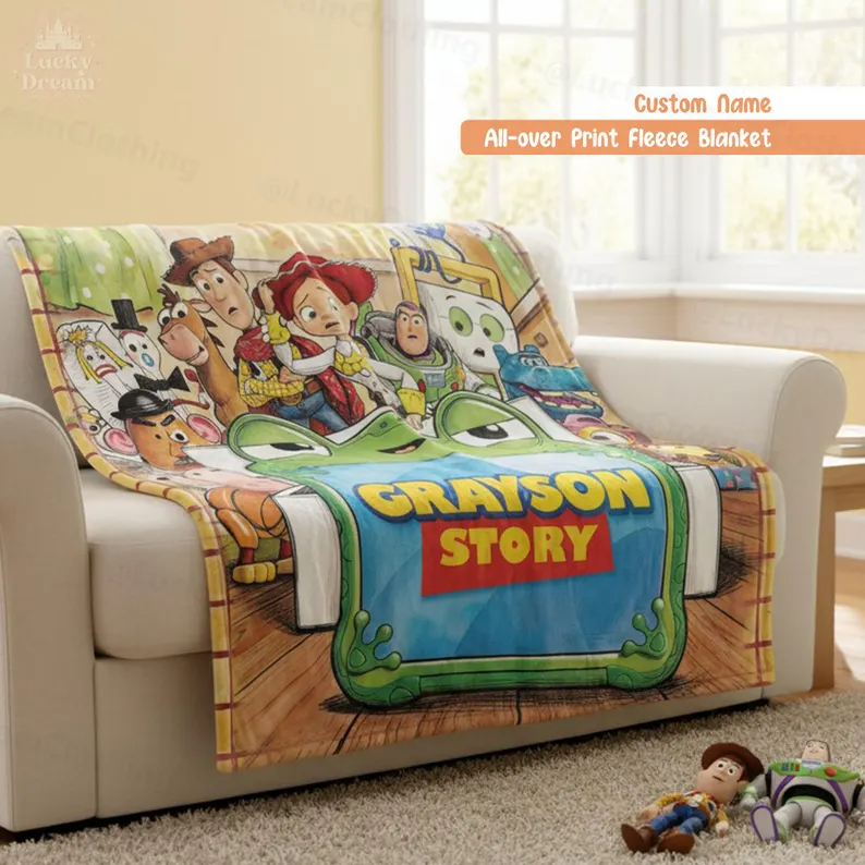 Personalized Fleece Blanket Custom Name for Kids Movie Fans