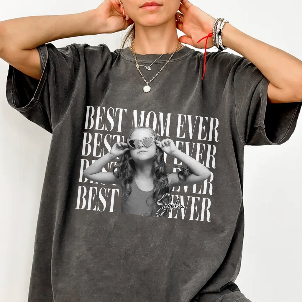 Personalized Vintage Photo Comfort Shirt Best Mom Ever Gift Comfort Shirt GradoCreations