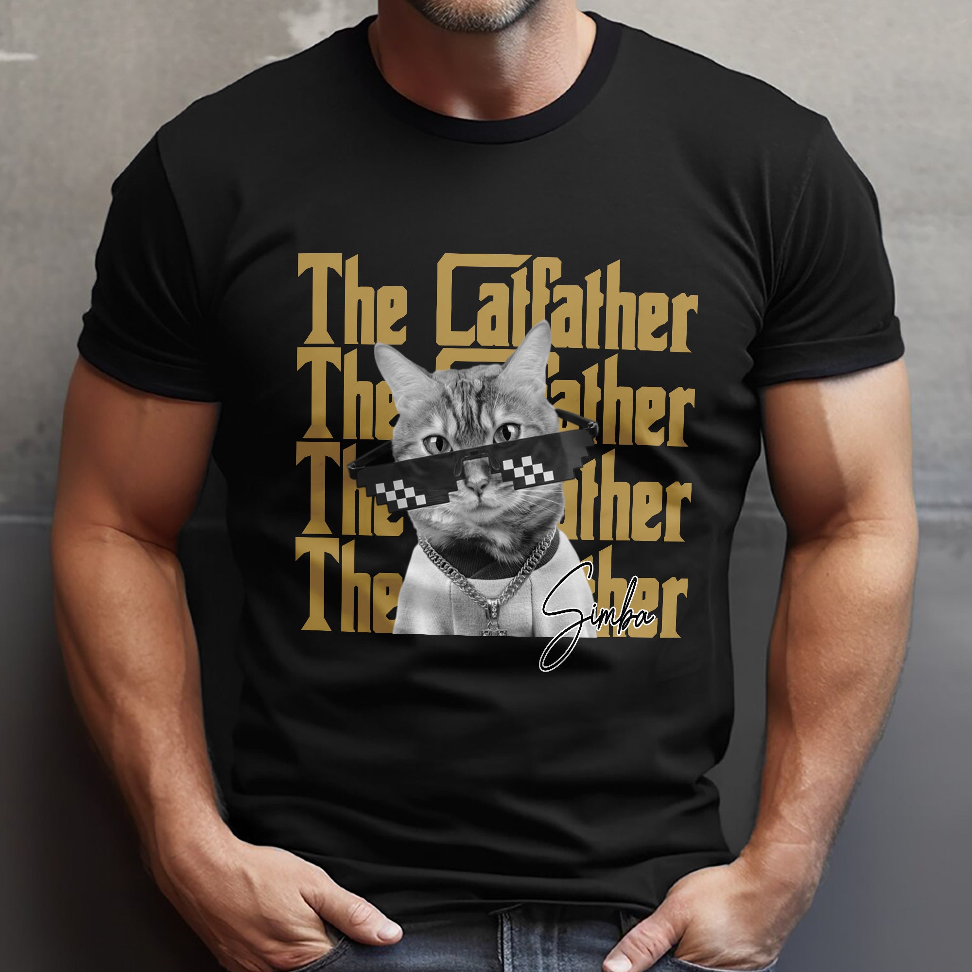 Personalized Catfather Comfort Shirt Custom Photo Gift for Cat Lovers Comfort Shirt GradoCreations