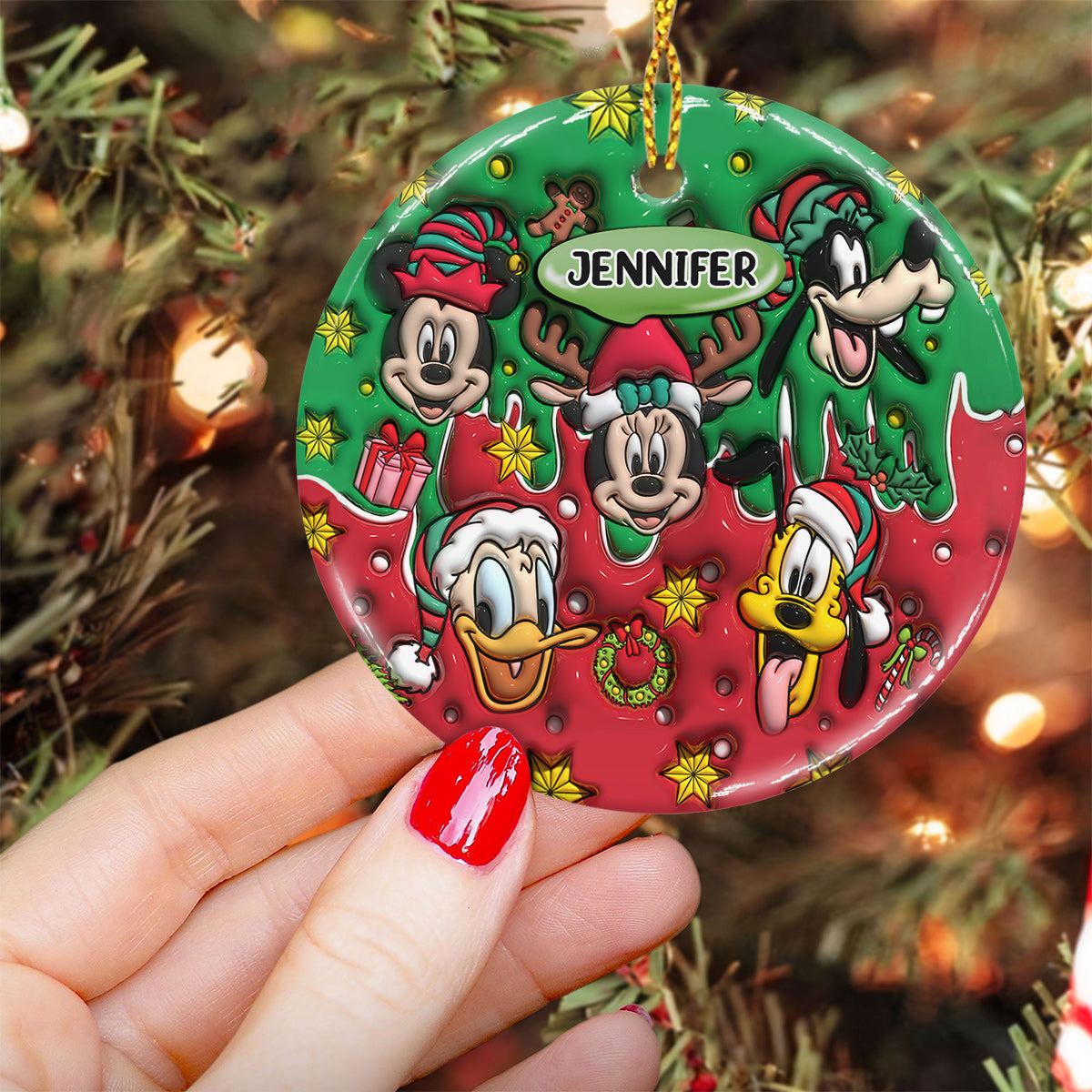 Personalized Ceramic Circle Ornament Christmas Gift for Kids Ceramic Circle Ornament GradoCreations
