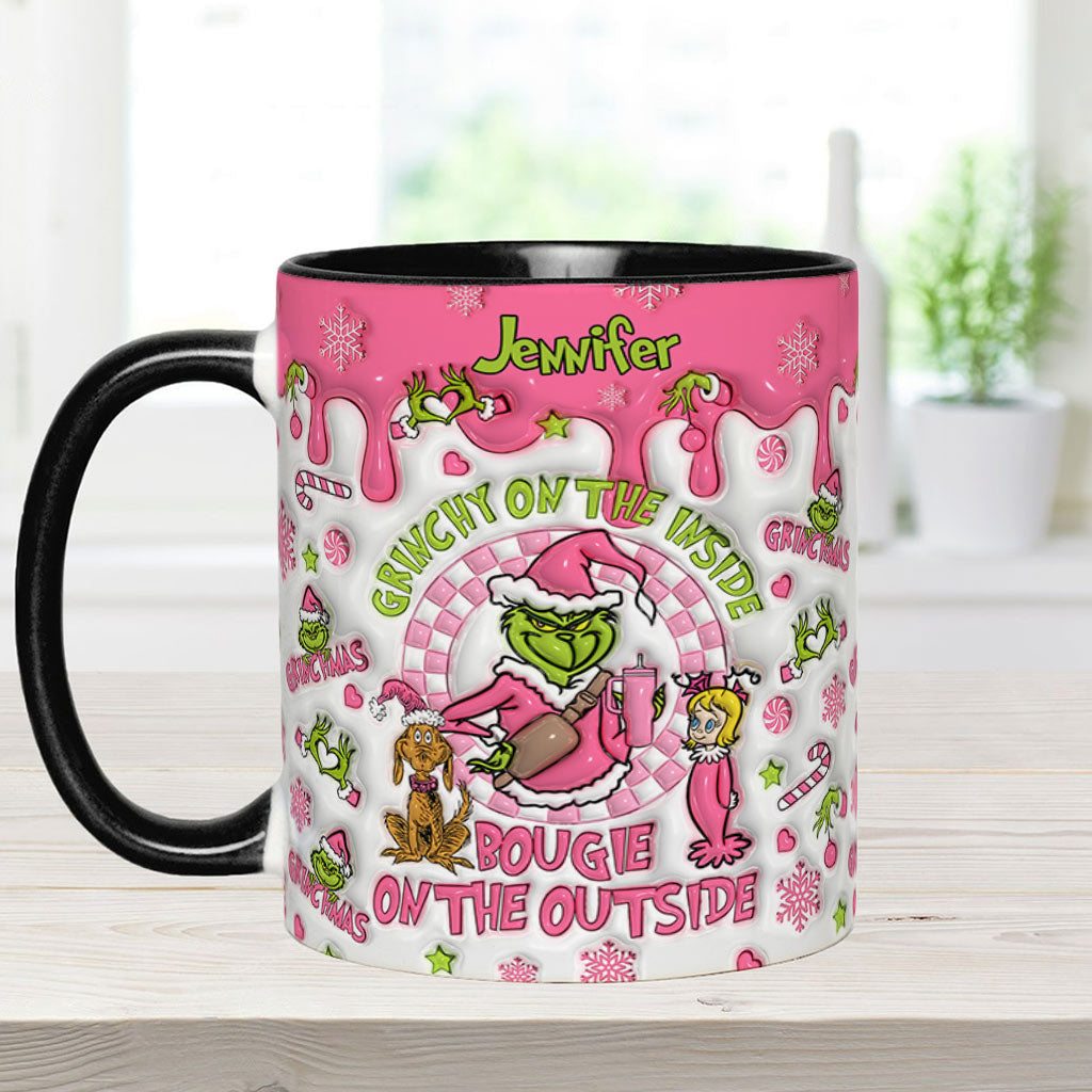 Personalized Christmas Accent Mug Grinchy On The Inside Gift Accent Mug GradoCreations