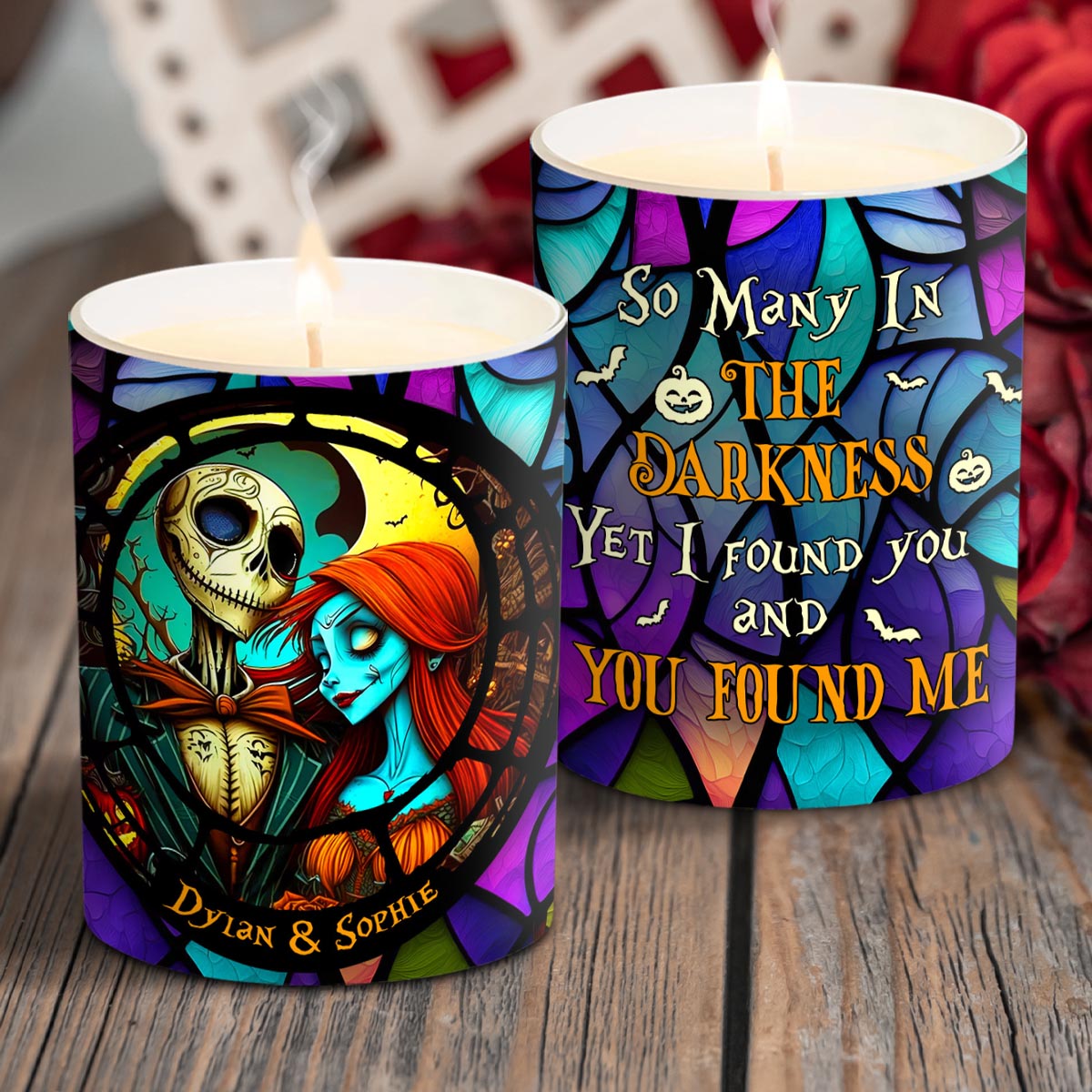 Personalized Nightmare Candle with Custom Names Wooden Lid Gift for Couples Candle With Wooden Lid GradoCreations