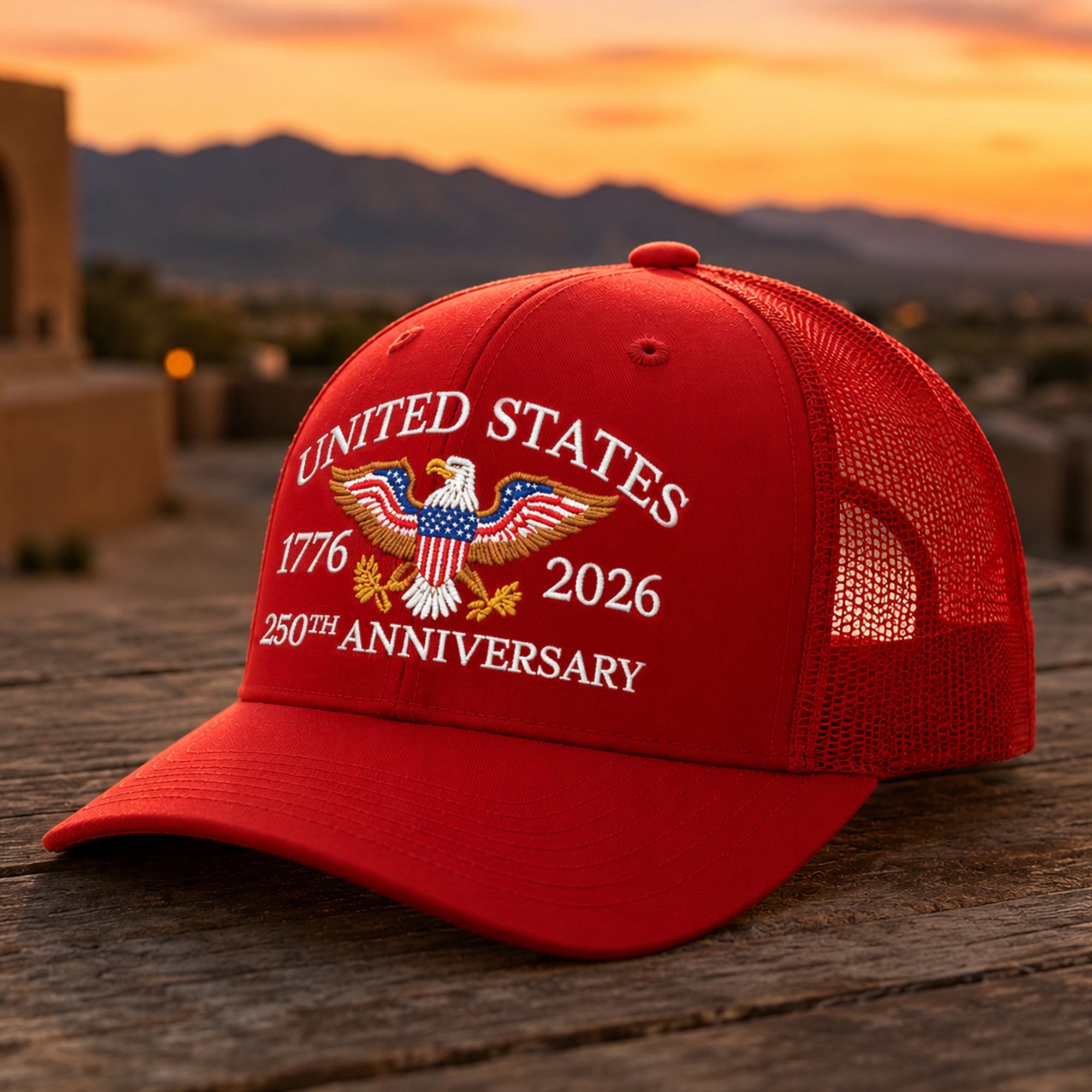 Personalized 250th Anniversary Eagle Embroidered Trucker Hat Gift HN590 - Embroidered Trucker Hat fix GradoCreations