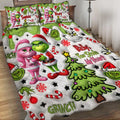 Personalized Grinch Christmas Quilt Set Custom Names Gift Quilt Set GradoCreations