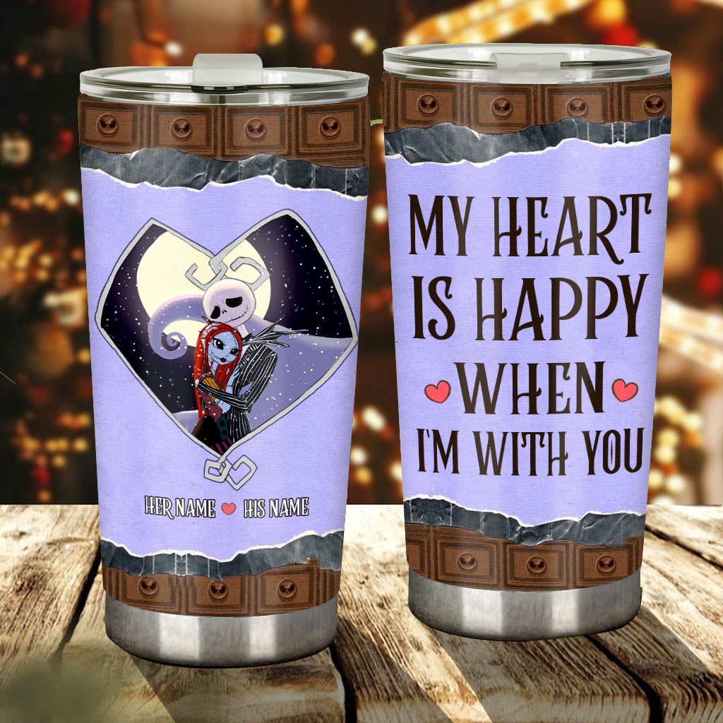 Personalized Couple Tumbler My Heart Is Happy Gift Tumbler GradoCreations