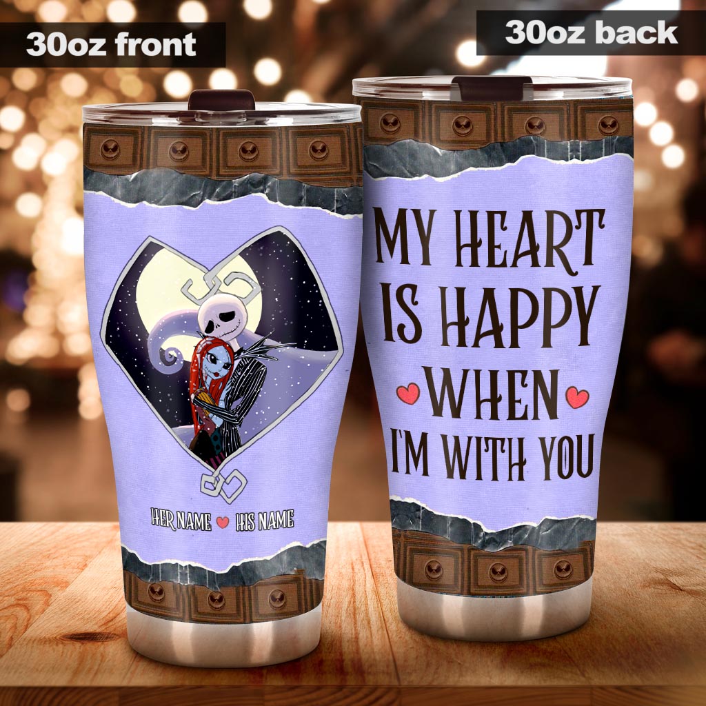 Personalized Couple Tumbler My Heart Is Happy Gift Tumbler GradoCreations
