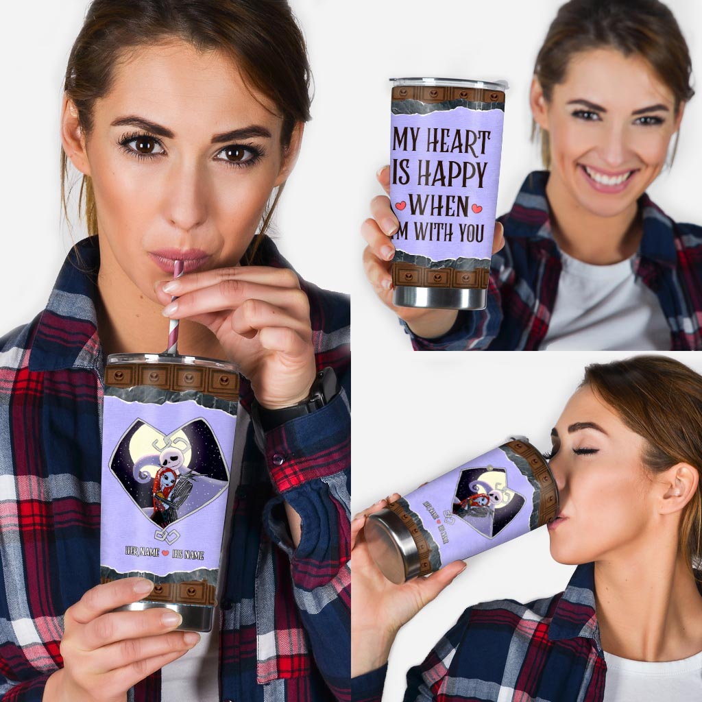 Personalized Couple Tumbler My Heart Is Happy Gift Tumbler GradoCreations