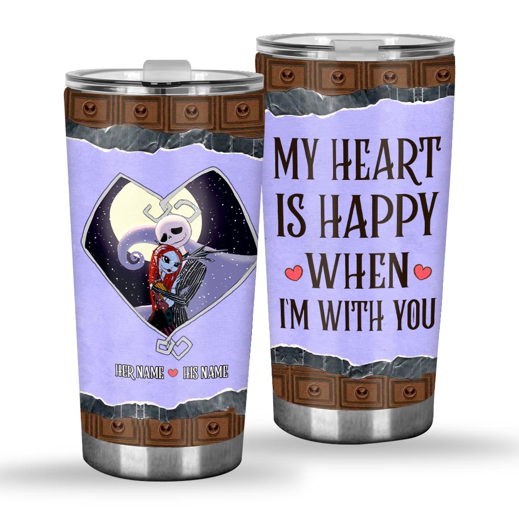 Personalized Couple Tumbler My Heart Is Happy Gift Tumbler GradoCreations