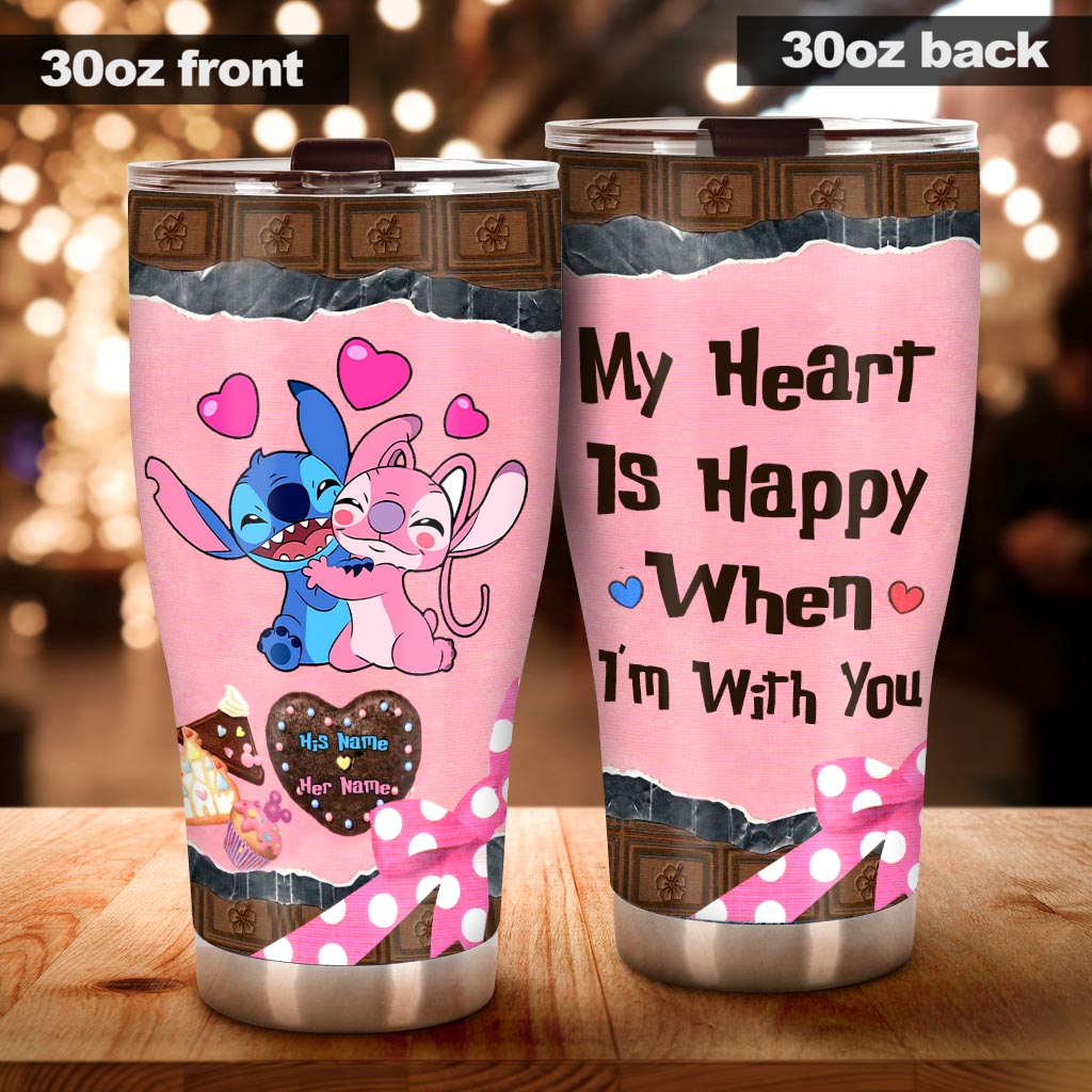 Personalized Couple Tumbler My Heart Is Happy Gift for Partner Tumbler GradoCreations
